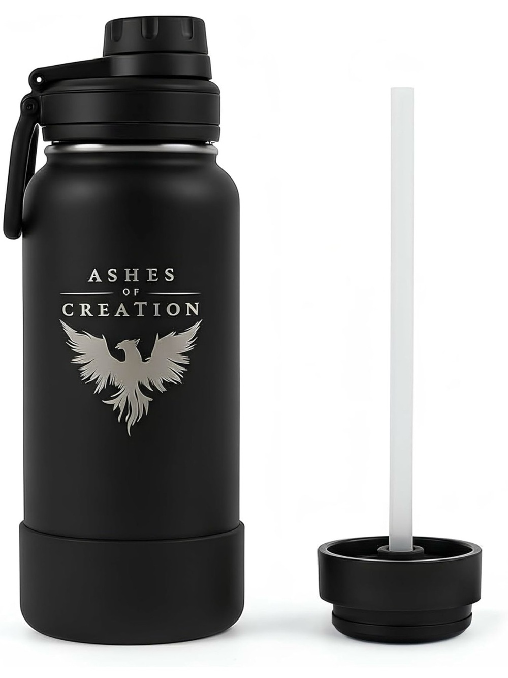 Matte Black Insulated Water Bottle with Straw Lid